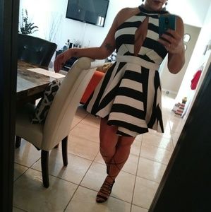 Black and white mini dress
